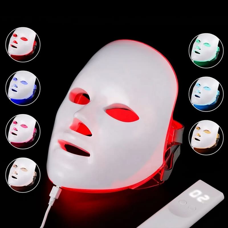 Masque Luminothérapie à LED, Photothérapie 7 couleurs